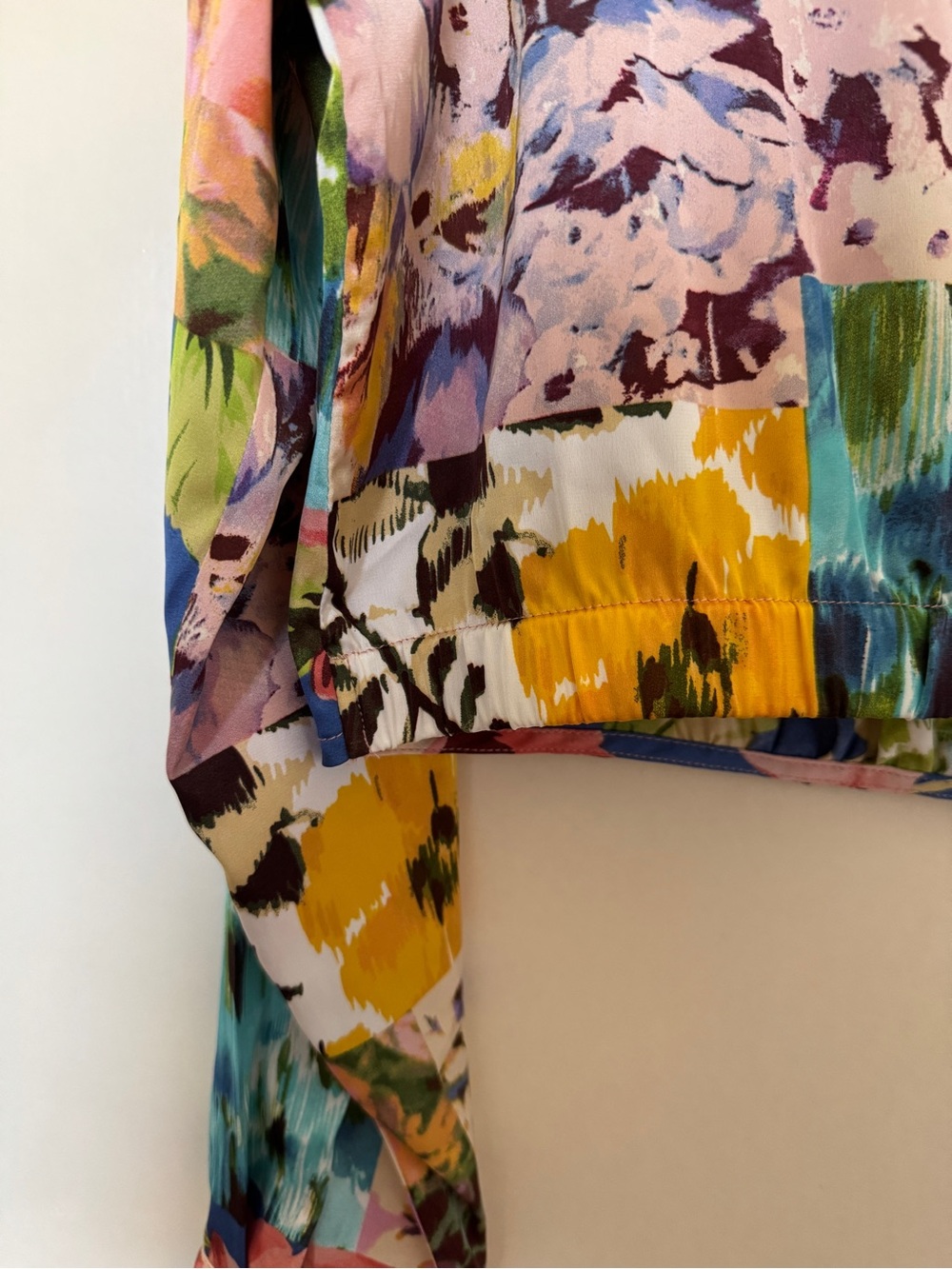 Rachel Zoe Multicolor Floral Patchwork Cropped Shirt size L - Picture 5 of 6